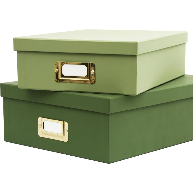 2‑Piece Dual‑Green Stackable Storage Boxes