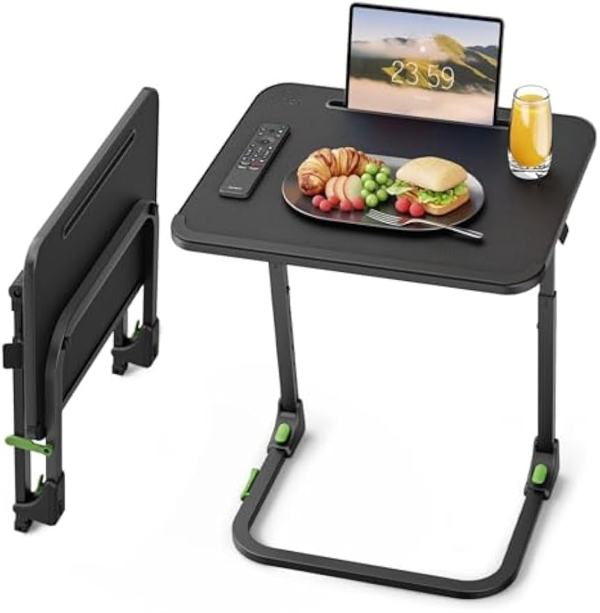 Large Folding Leather TV Tray Table