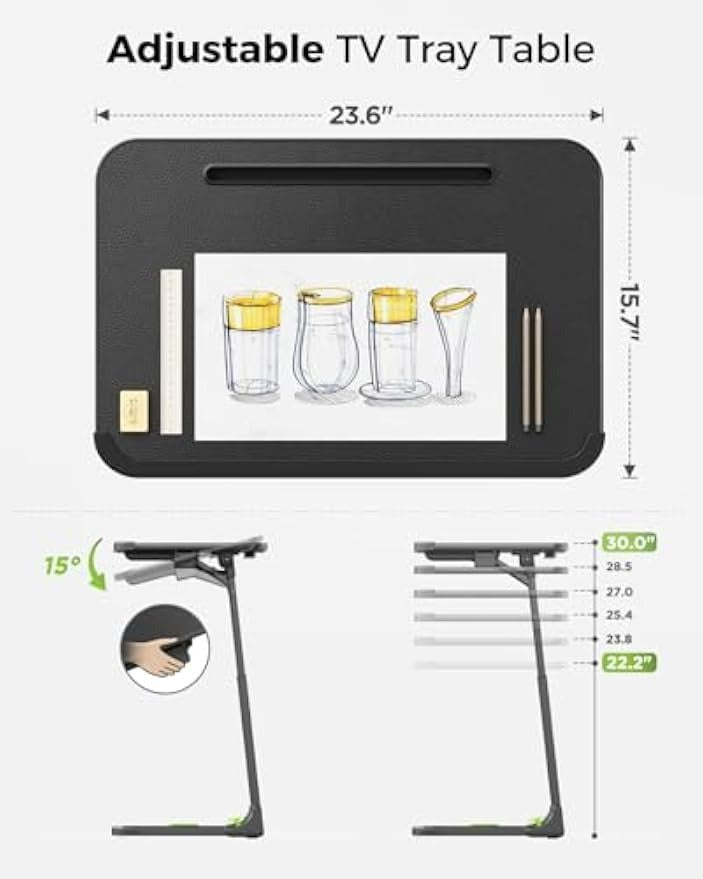 Large Folding Leather TV Tray Table