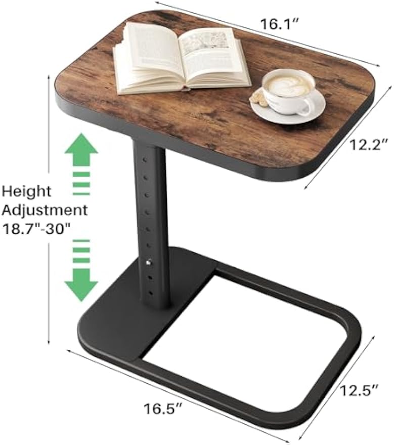 Adjustable Flip‑Top C‑Shaped Side Table