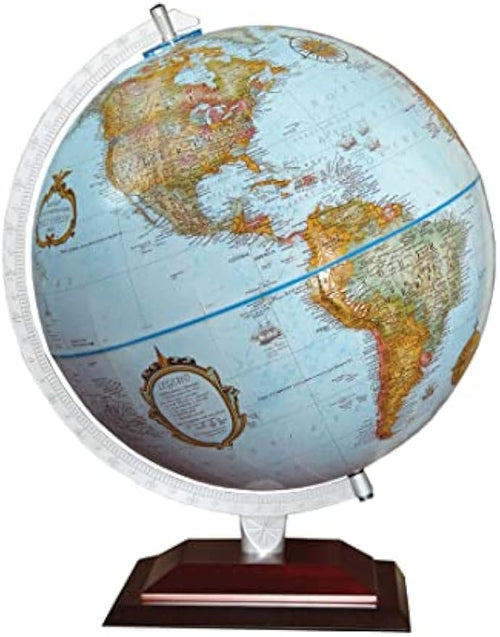12" Blue Raised Relief Desktop World Globe