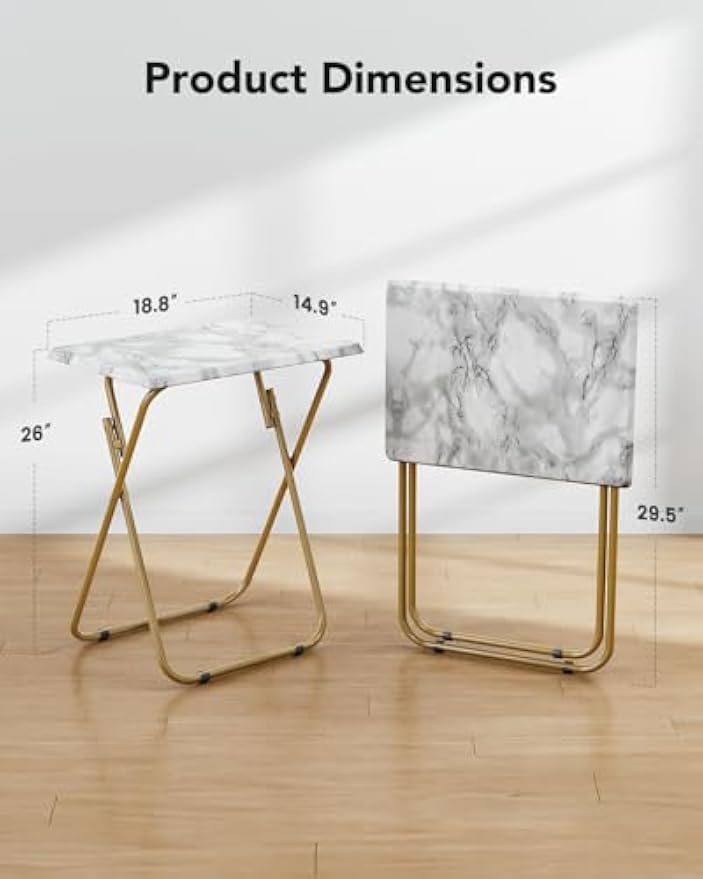 Marble‑Look Folding TV Tray Table