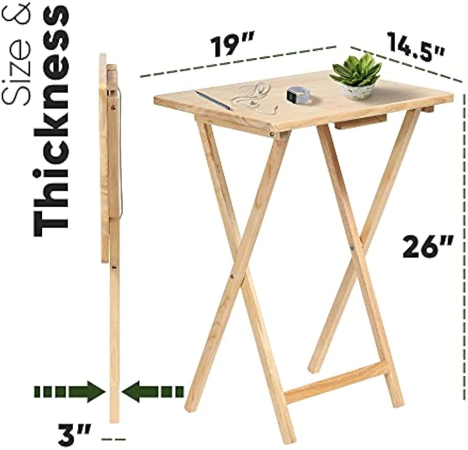 2‑Pack Natural Solid Wood Folding TV Trays