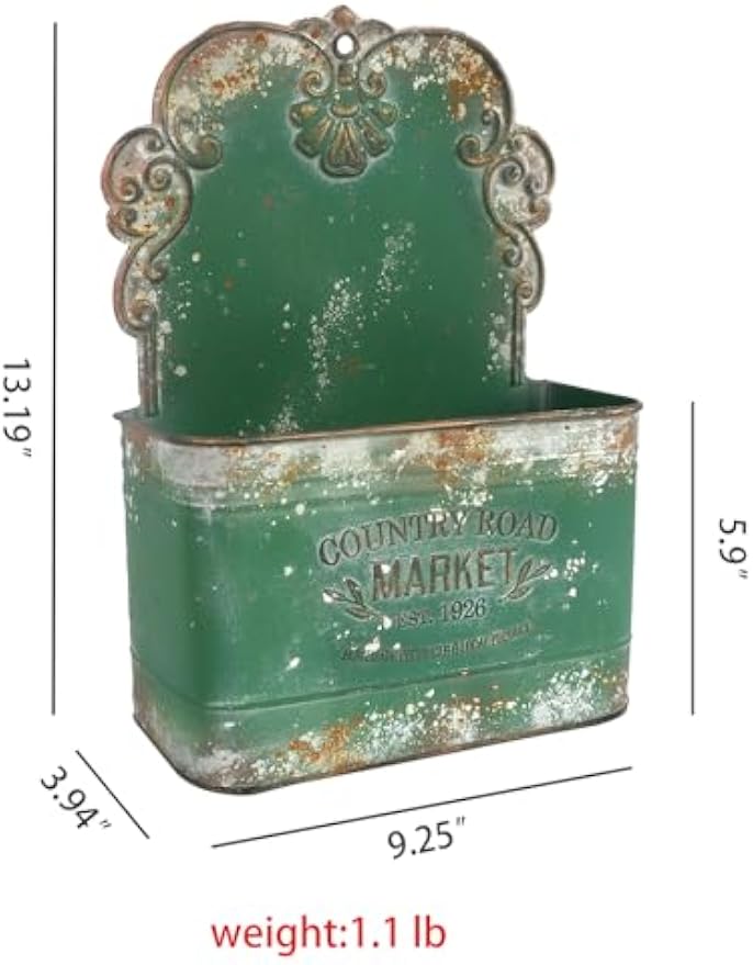 Green Wall‑Mount Metal Hanging Storage Baskets