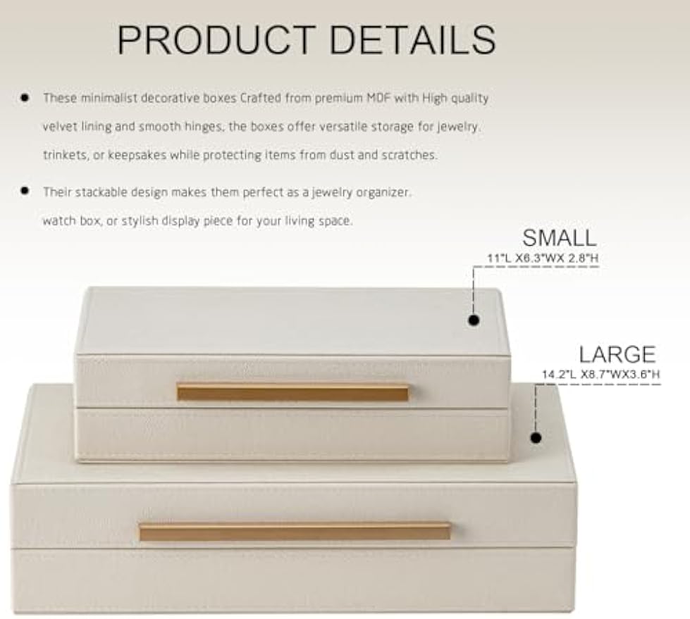 2 Beige Shagreen Storage Boxes with Gold Handles