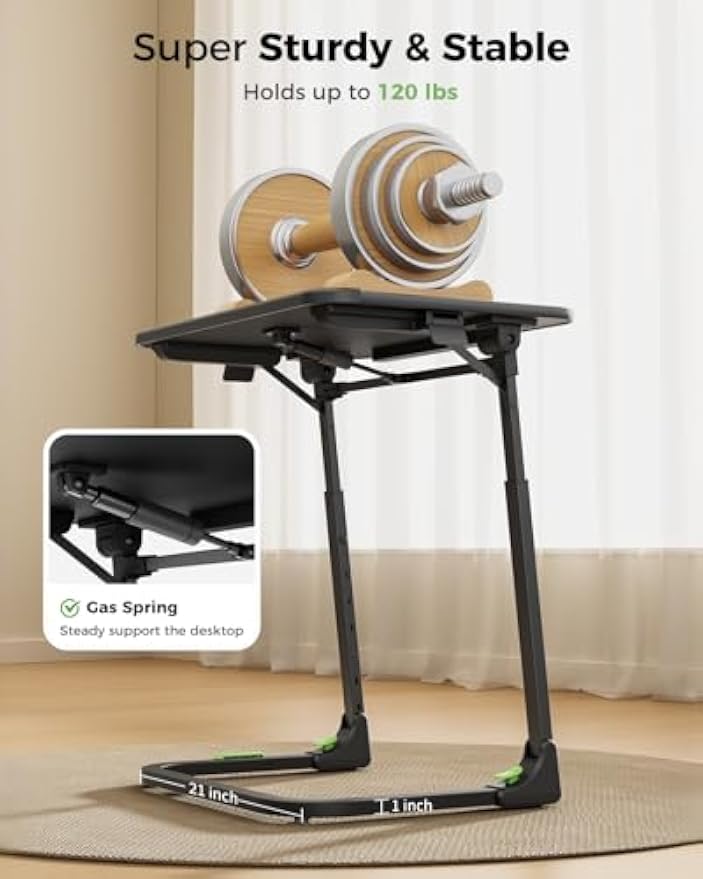 Large Folding Leather TV Tray Table