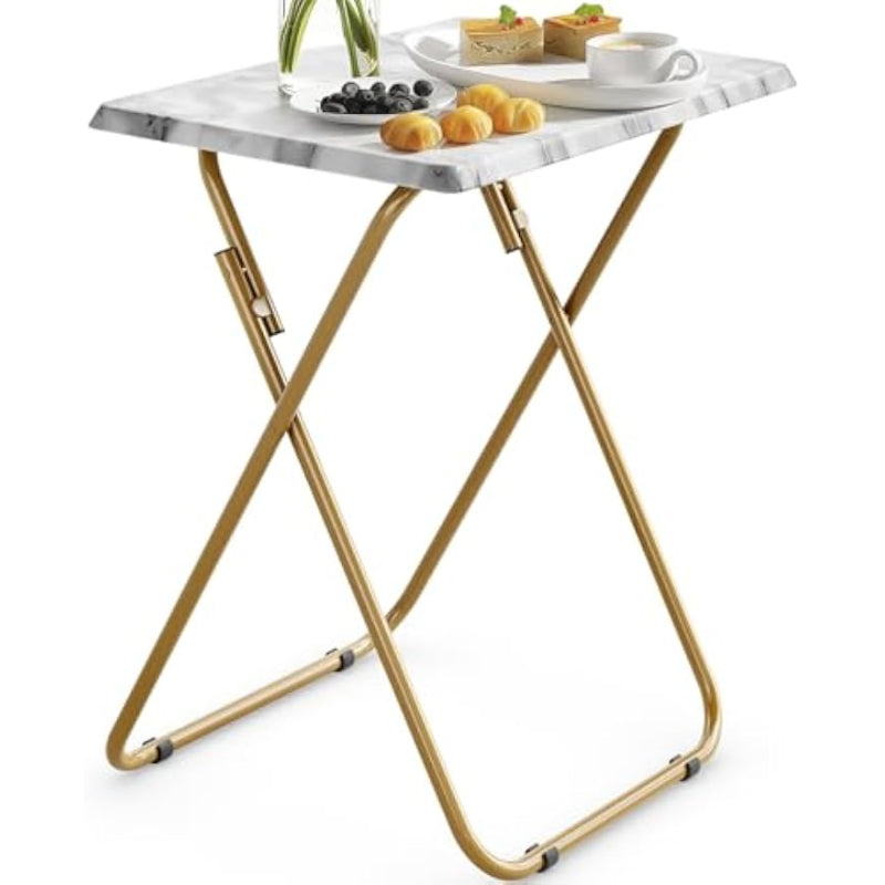 Marble‑Look Folding TV Tray Table