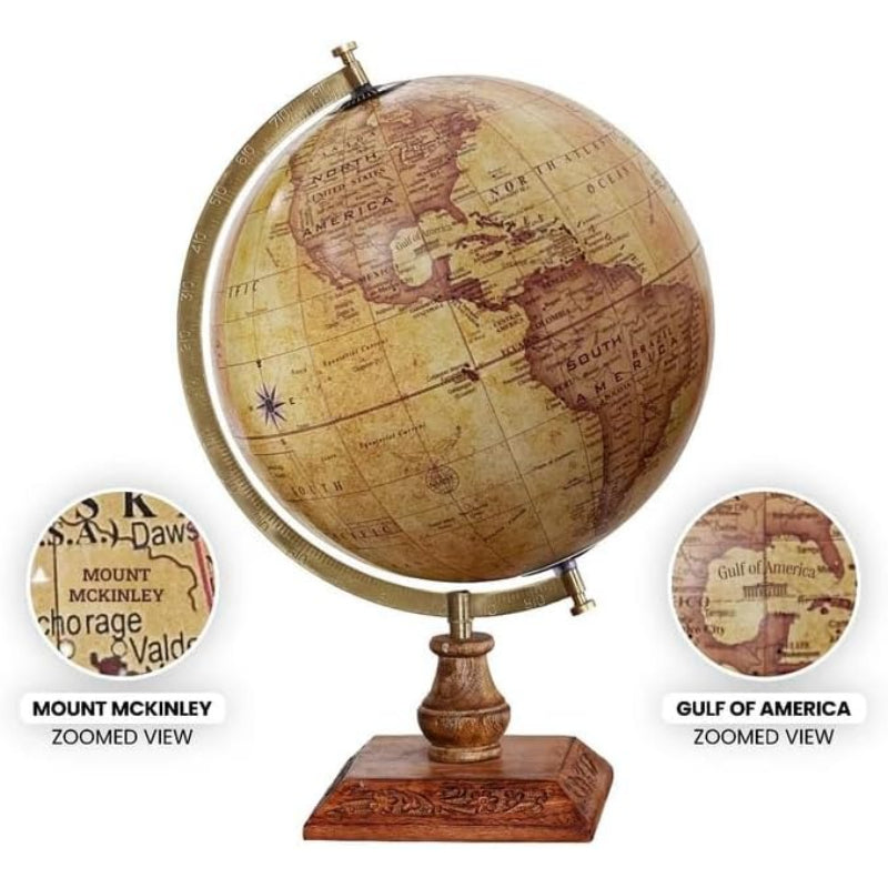 12‑Inch Updated Desk Globe with Wood Base