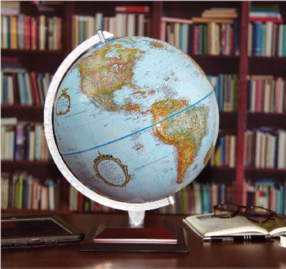 12" Blue Raised Relief Desktop World Globe