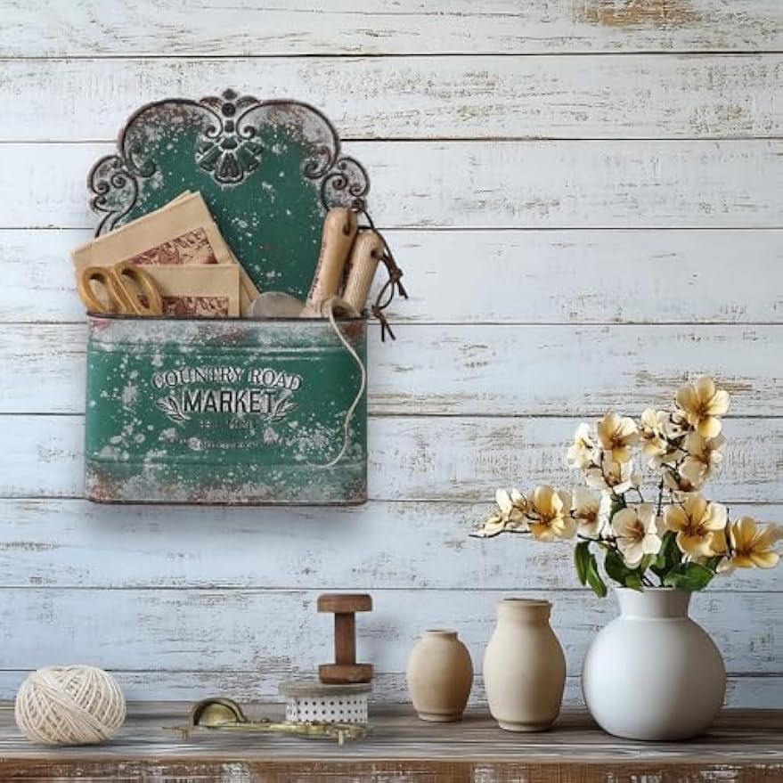 Green Wall‑Mount Metal Hanging Storage Baskets