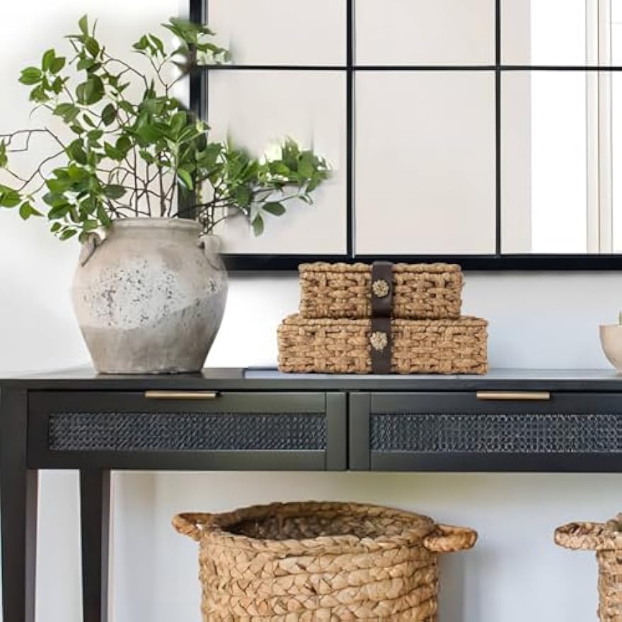 Large Water Hyacinth Wicker Storage Box with Lid