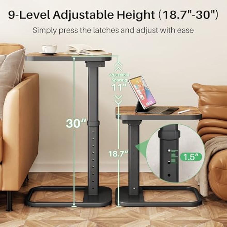 Adjustable Flip‑Top C‑Shaped Side Table
