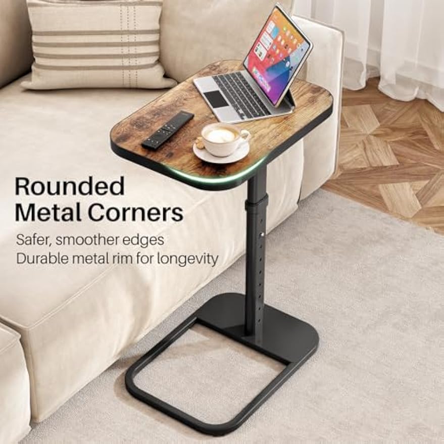 Adjustable Flip‑Top C‑Shaped Side Table
