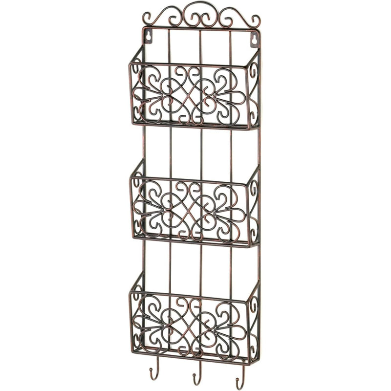 10×2.5×29 Inch 3‑Tier Metal Wall Storage Rack