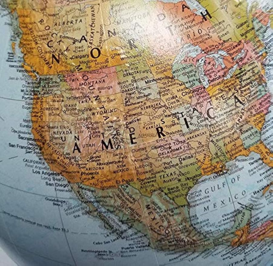 12" Blue Raised Relief Desktop World Globe