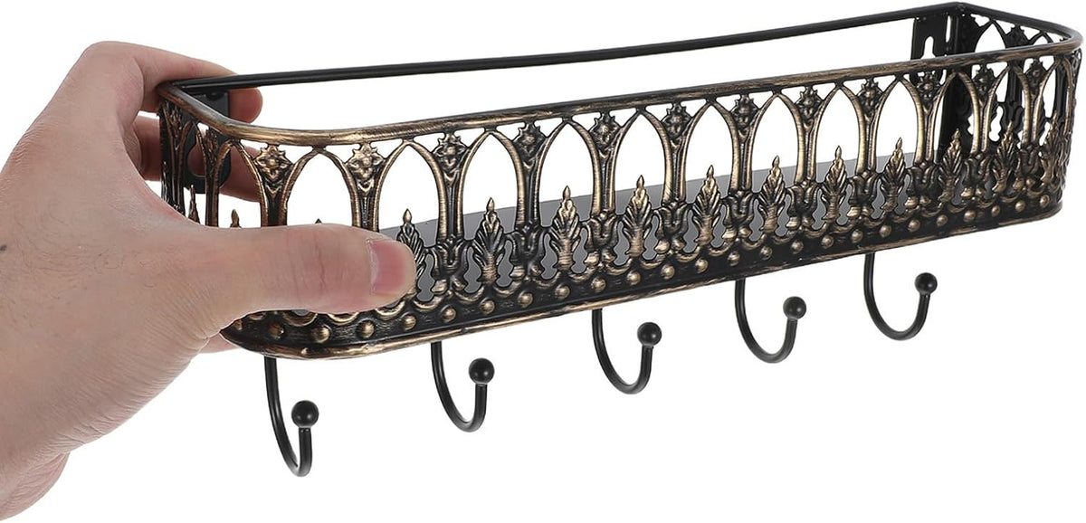 Rustic Black Wall‑Mount Key Holder with Shelf
