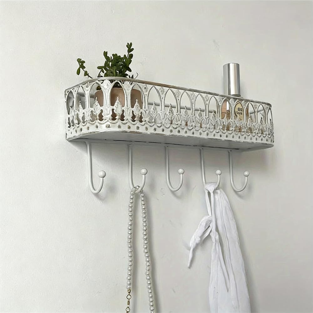 French Country Wall Basket with Hooks