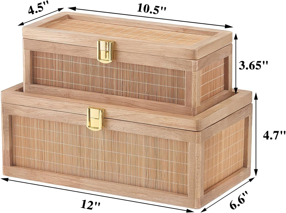 2‑Pack Natural Bamboo Storage Boxes with Lids