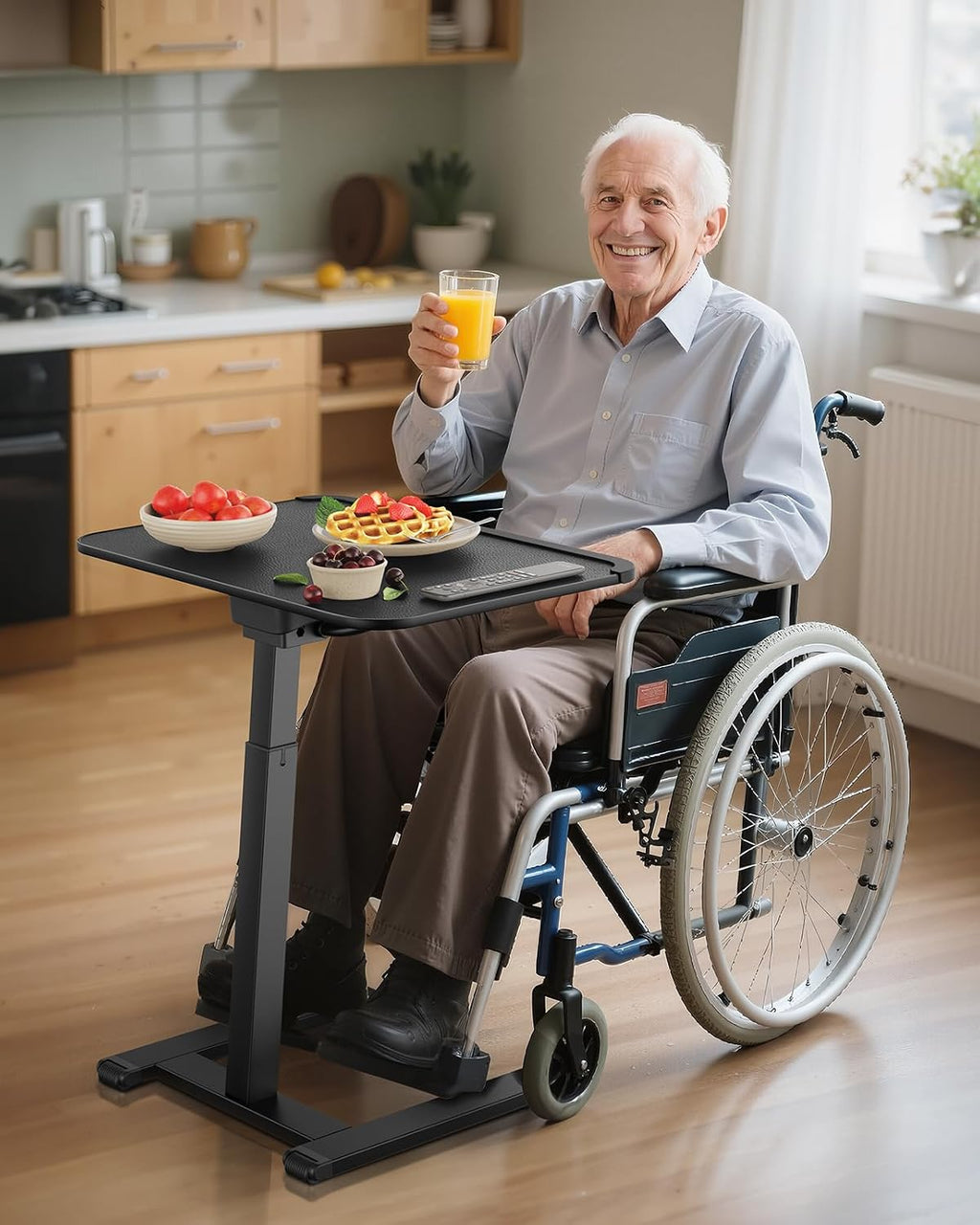 Rolling Adjustable TV Tray Table
