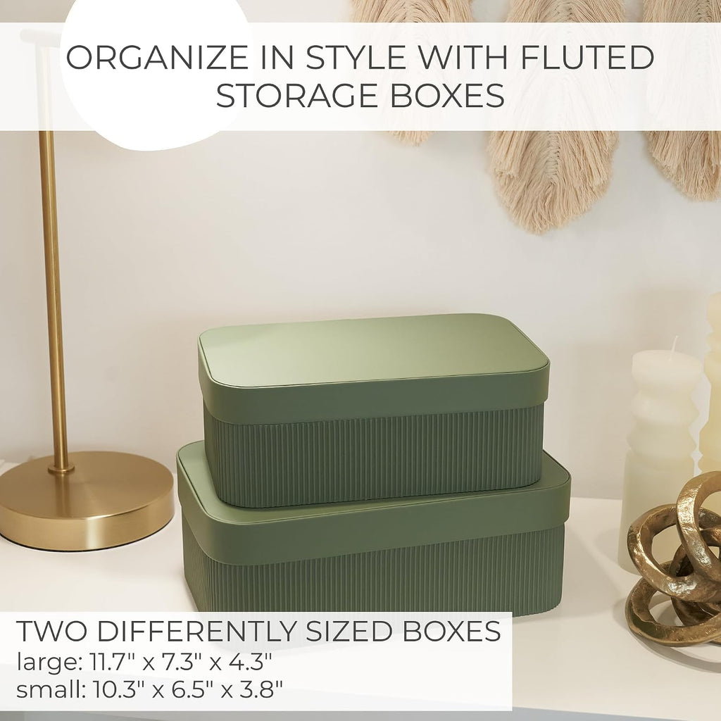 2‑Pack Fluted Storage Boxes with Lids