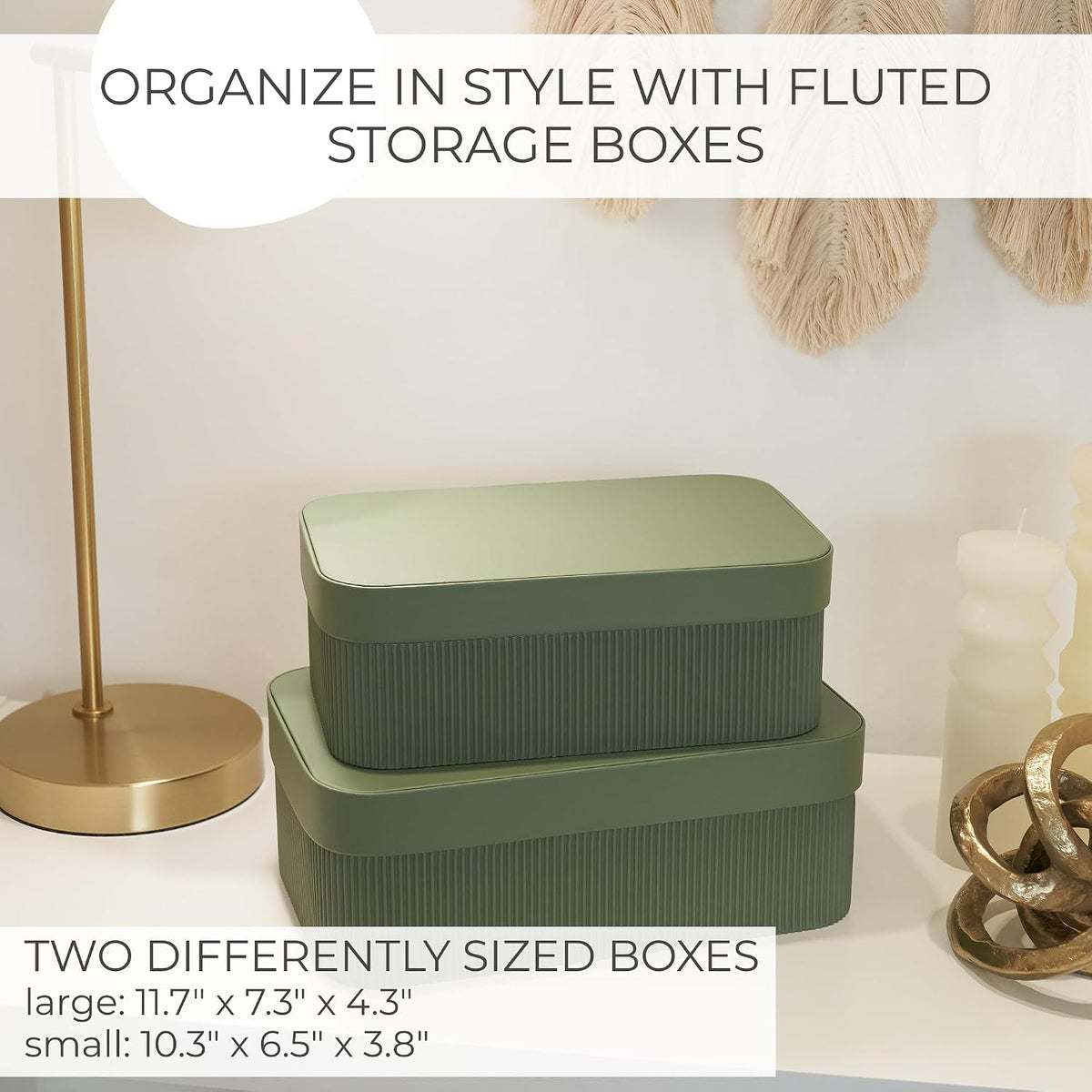 2‑Pack Fluted Storage Boxes with Lids
