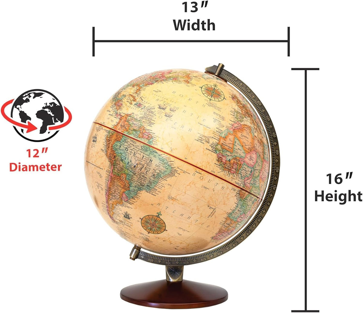 12‑Inch 3D Raised Relief Antique Globe