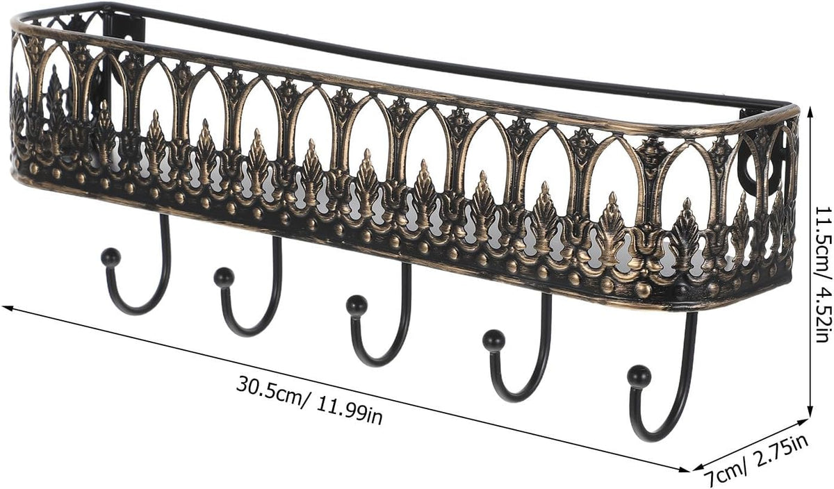 Rustic Black Wall‑Mount Key Holder with Shelf