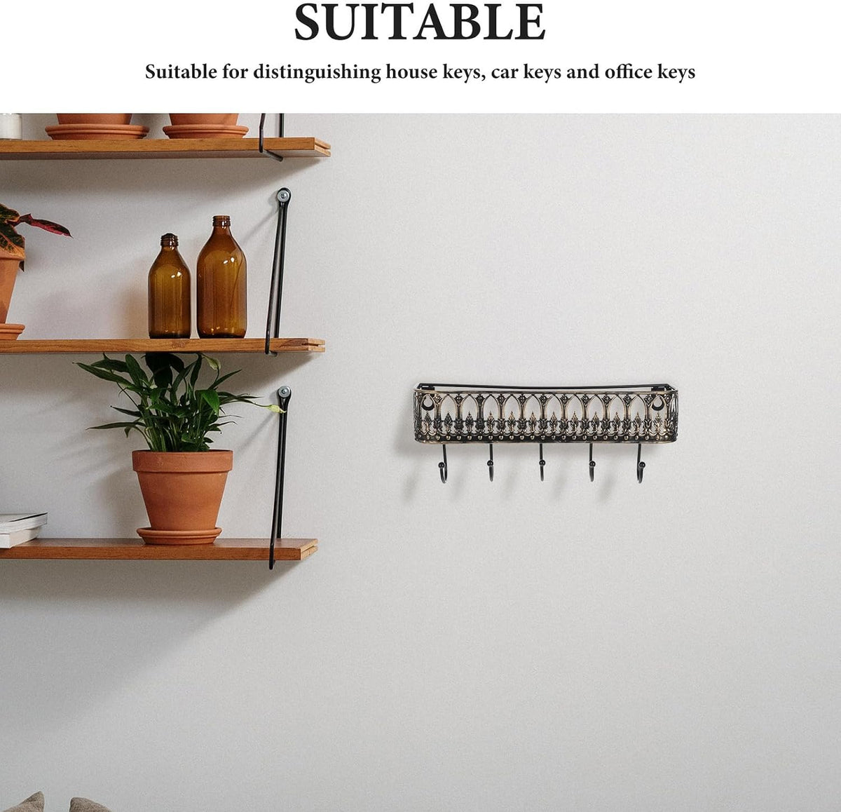 Rustic Black Wall‑Mount Key Holder with Shelf