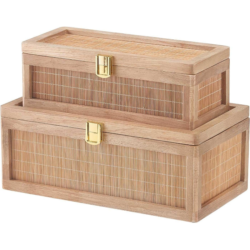 2‑Pack Natural Bamboo Storage Boxes with Lids