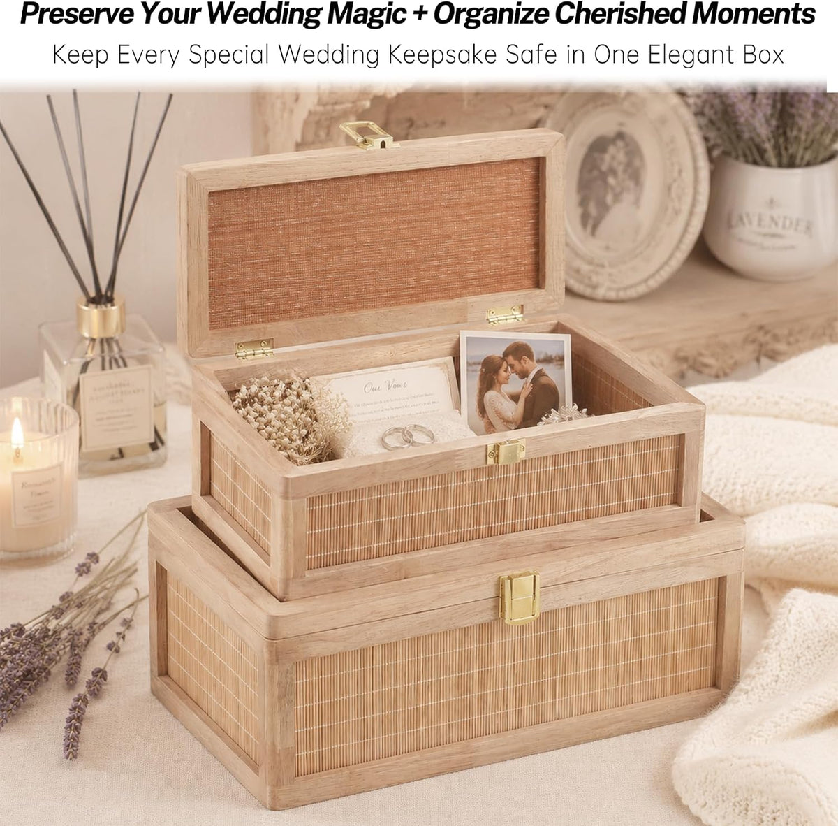 2‑Pack Natural Bamboo Storage Boxes with Lids