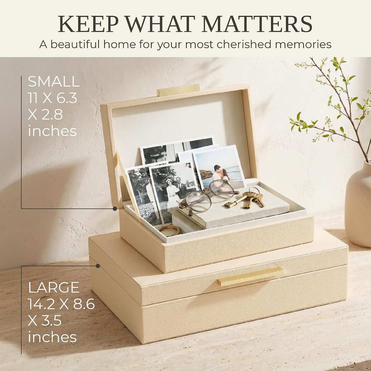 Set of 2 PU Leather Storage Boxes with Lids