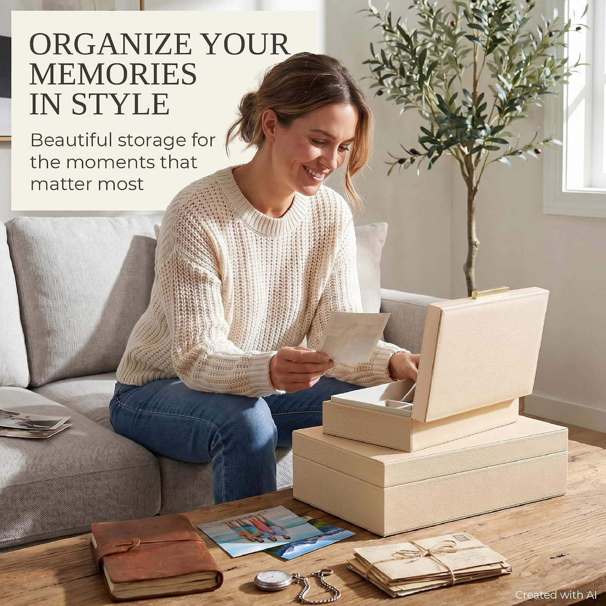Set of 2 PU Leather Storage Boxes with Lids