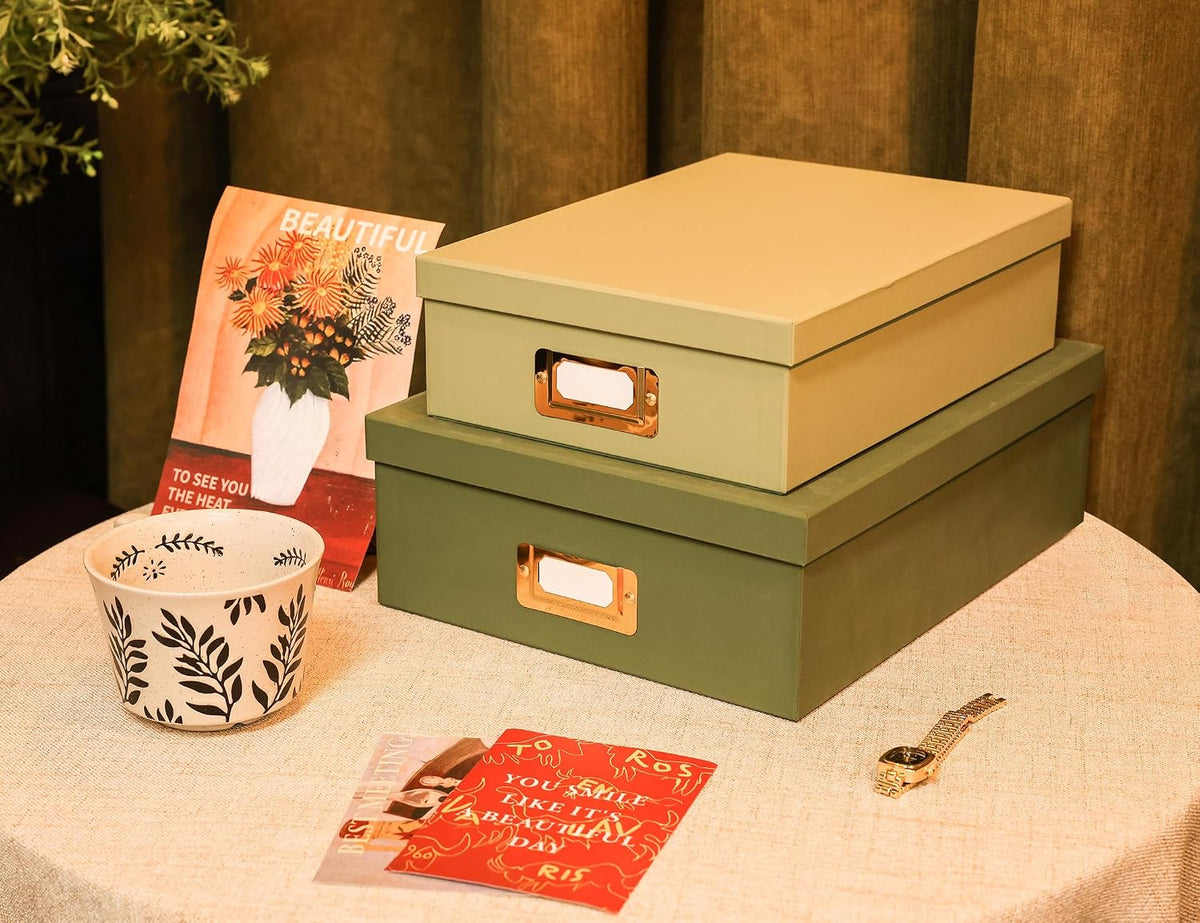 2‑Piece Dual‑Green Stackable Storage Boxes