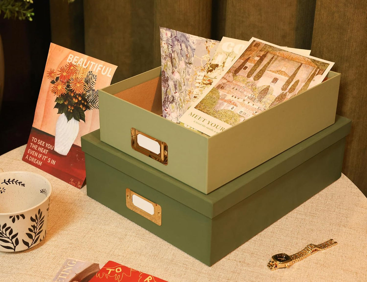 2‑Piece Dual‑Green Stackable Storage Boxes