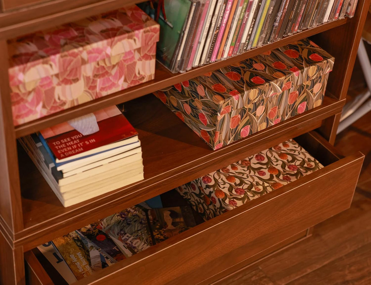 3‑Piece Floral Keepsake Storage Boxes with Lids