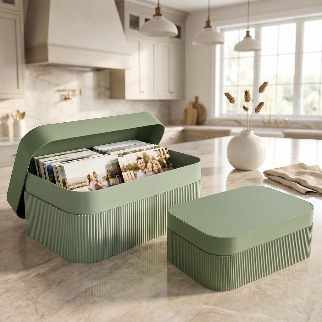 2‑Pack Fluted Storage Boxes with Lids