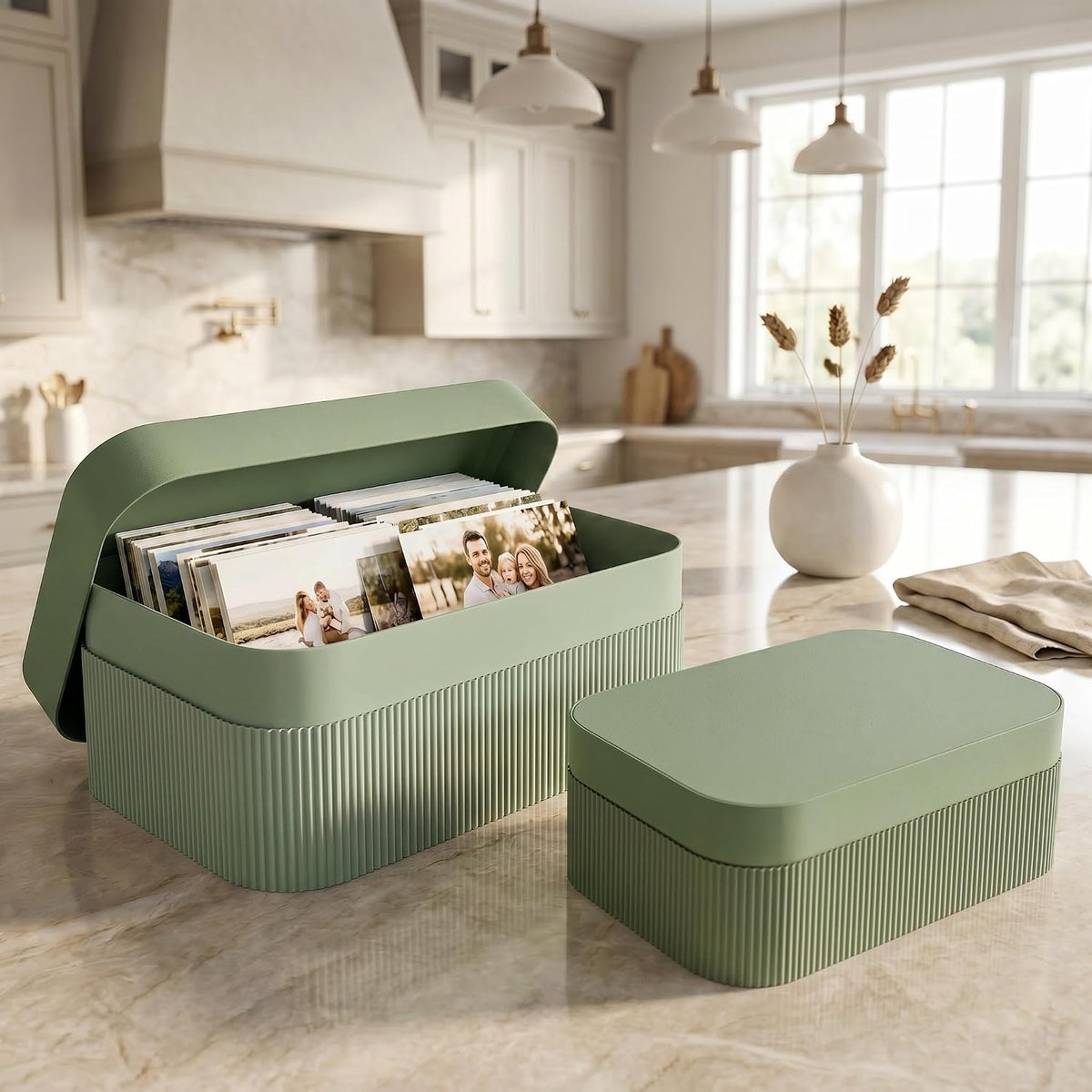 2‑Pack Fluted Storage Boxes with Lids