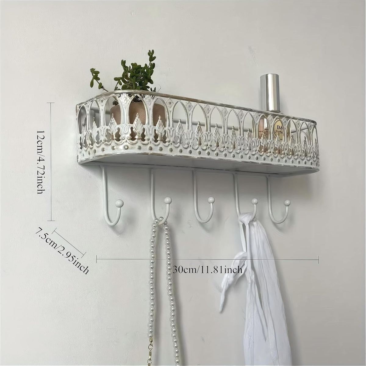 French Country Wall Basket with Hooks
