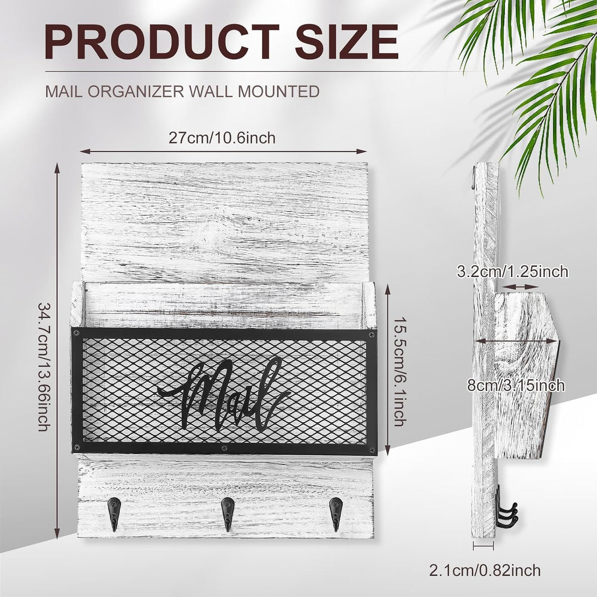 Farmhouse Wall‑Mount Mail & Key Organizer