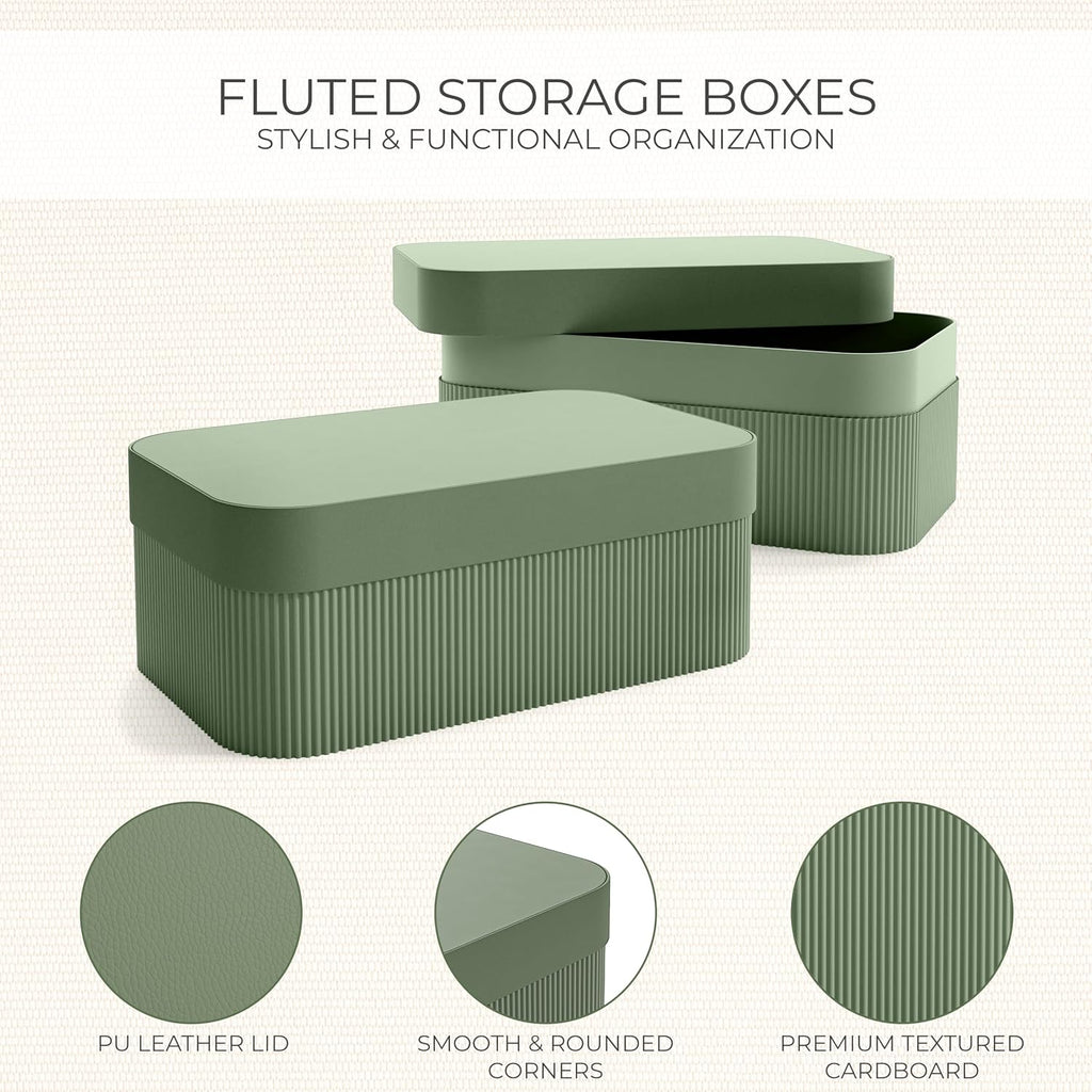 2‑Pack Fluted Storage Boxes with Lids