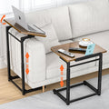 Brown Adjustable Tilt C‑Shaped Side Table