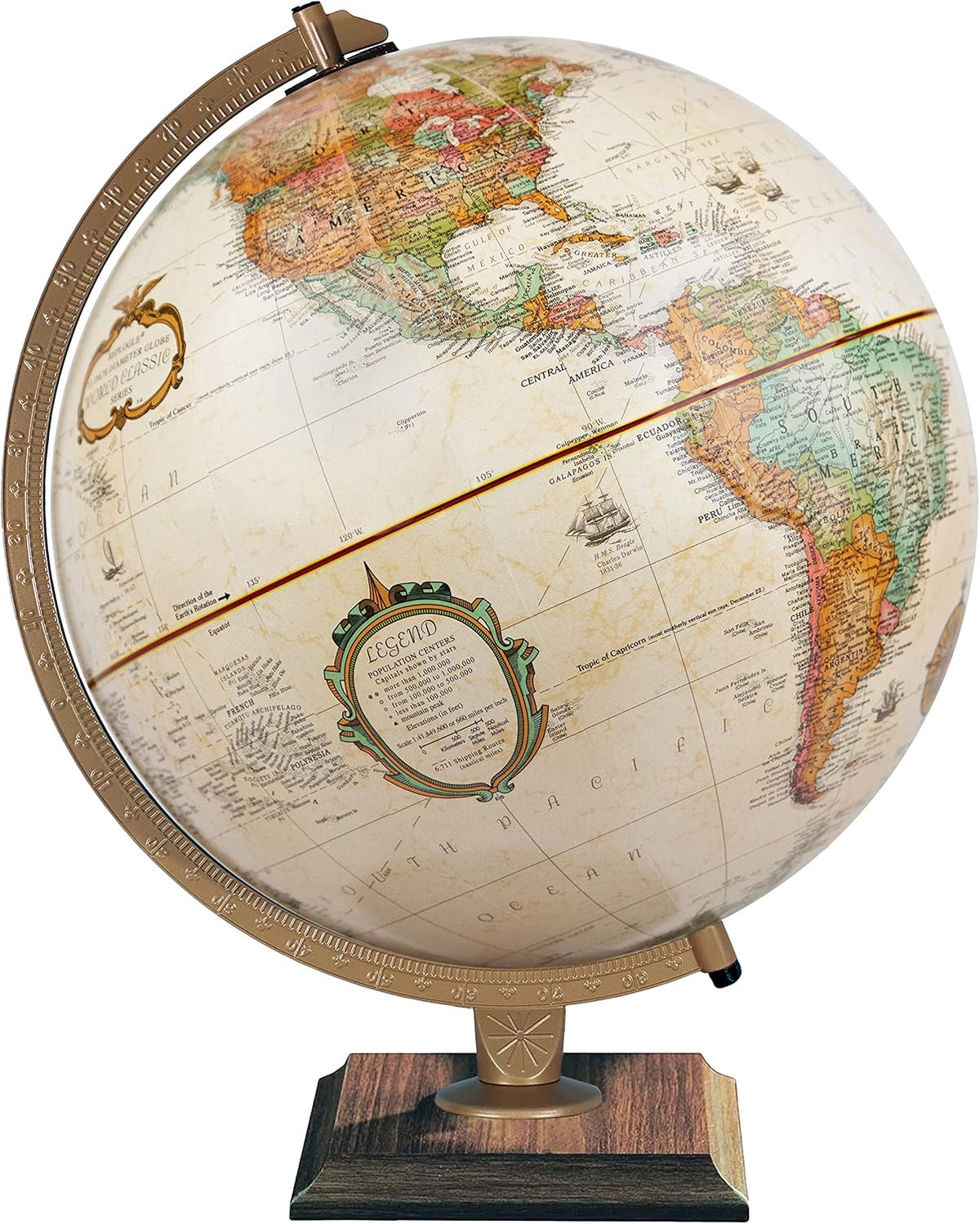 12‑Inch Antique Raised Relief Desktop Globe