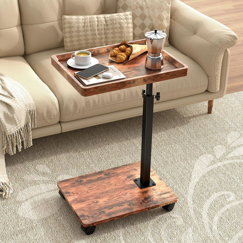 Swivel Rolling C‑Shaped Side Table
