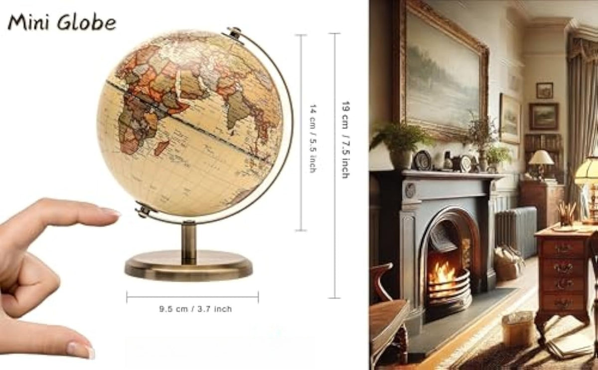 5.5‑Inch Antique Globe with Bronze Arc Base
