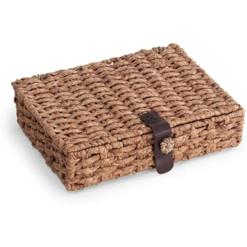 Large Water Hyacinth Wicker Storage Box with Lid