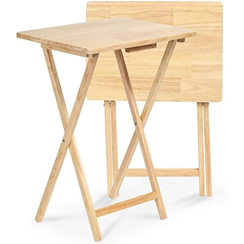 2‑Pack Natural Solid Wood Folding TV Trays